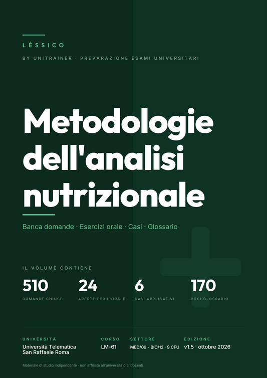 Lèssico · copertina di Metodologie dell'analisi nutrizionale — LM-61 Scienze della Nutrizione Umana — San Raffaele (ed. 1.5)