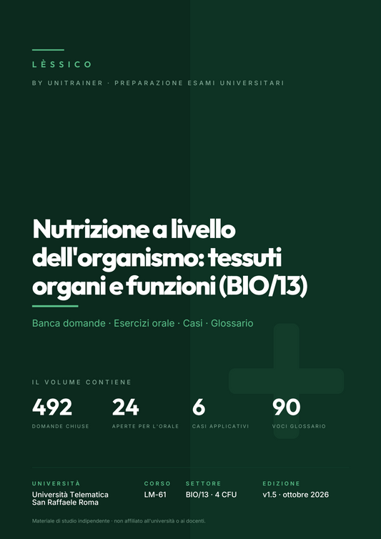 Lèssico · copertina di Nutrizione a livello dell'organismo: tessuti organi e funzioni (BIO/13) — LM-61 Scienze della Nutrizione Umana — San Raffaele (ed. 1.5)