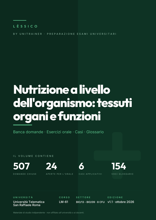 Lèssico · copertina di Nutrizione a livello dell'organismo: tessuti organi e funzioni — LM-61 Scienze della Nutrizione Umana — San Raffaele (ed. 1.1)