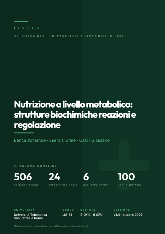 Lèssico · copertina di Nutrizione a livello metabolico: strutture biochimiche reazioni e regolazione — LM-61 Scienze della Nutrizione Umana — San Raffaele (ed. 1.4)