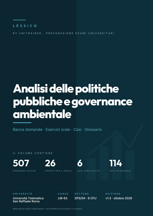 Lèssico · copertina di Analisi delle politiche pubbliche e governance ambientale — LM-63 Management, Diritto e Governance della Pubblica Amministrazione — San Raffaele (ed. 1.3)