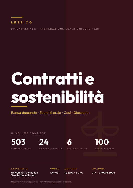 Lèssico · copertina di Contratti e sostenibilità — LM-63 Management, Diritto e Governance della Pubblica Amministrazione — San Raffaele (ed. 1.4)