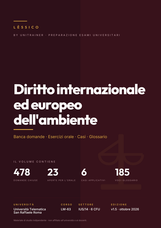 Lèssico · copertina di Diritto internazionale ed europeo dell'ambiente — LM-63 Management, Diritto e Governance della Pubblica Amministrazione — San Raffaele (ed. 1.5)