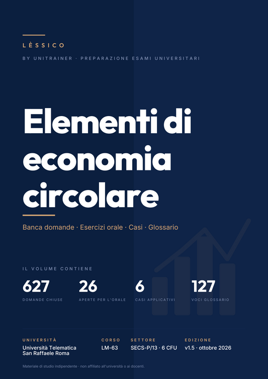 Lèssico · copertina di Elementi di economia circolare — LM-63 Management, Diritto e Governance della Pubblica Amministrazione — San Raffaele (ed. 1.5)