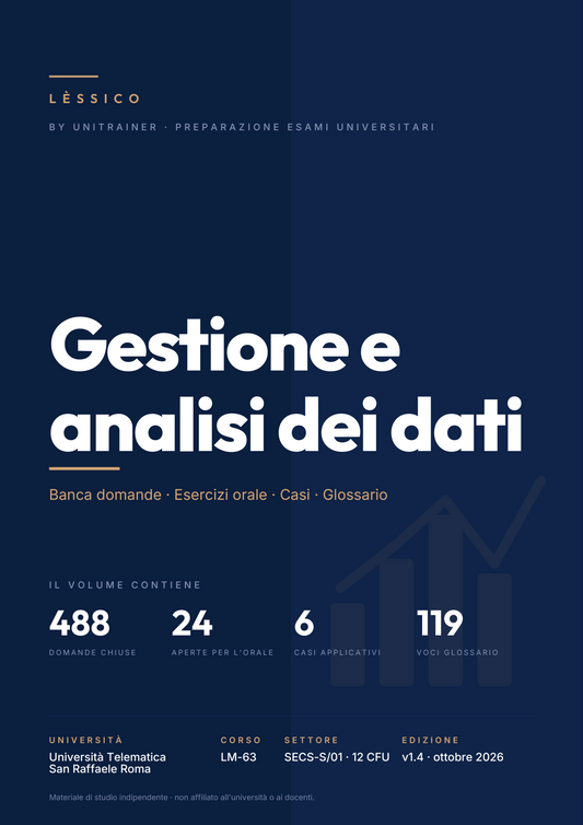 Lèssico · copertina di Gestione e analisi dei dati — LM-63 Management, Diritto e Governance della Pubblica Amministrazione — San Raffaele (ed. 1.3)
