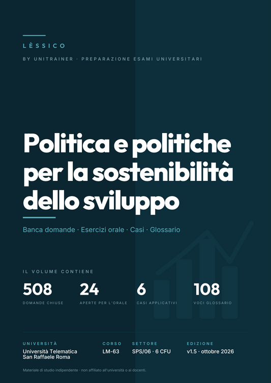 Lèssico · copertina di Politica e politiche per la sostenibilità dello sviluppo — LM-63 Management, Diritto e Governance della Pubblica Amministrazione — San Raffaele (ed. 1.5)