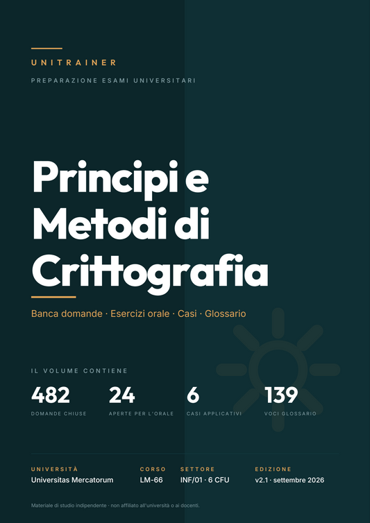 Lèssico · copertina di Principi e Metodi di Crittografia — LM-66 Sicurezza Informatica — Mercatorum (ed. 2.1)