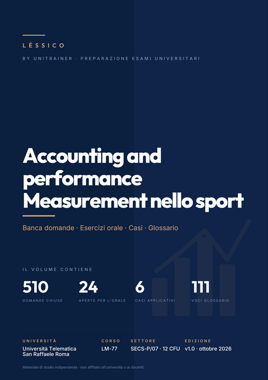 Lèssico · copertina di Accounting and performance Measurement nello sport — LM-77 Management e consulenza aziendale — San Raffaele (ed. 1.0)