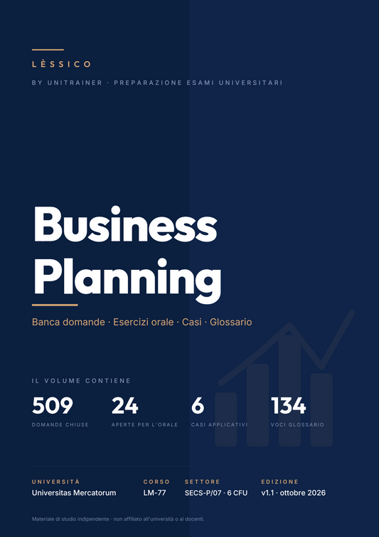Lèssico · copertina di Business Planning — LM-77 Management — Mercatorum (ed. 1.1)