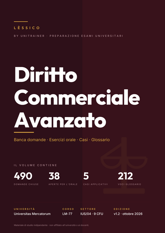 Lèssico · copertina di Diritto Commerciale Avanzato — LM-77 Management — Mercatorum (ed. 1.2)