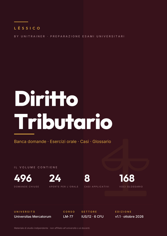 Lèssico · copertina di Diritto Tributario — LM-77 Management — Mercatorum (ed. 1.1)
