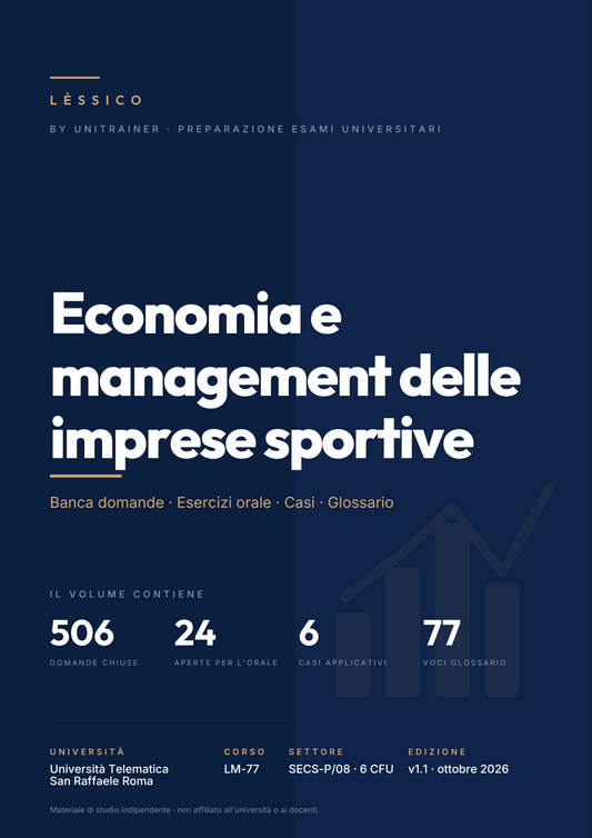 Lèssico · copertina di Economia e management delle imprese sportive — LM-77 Management e consulenza aziendale — San Raffaele (ed. 1.1)