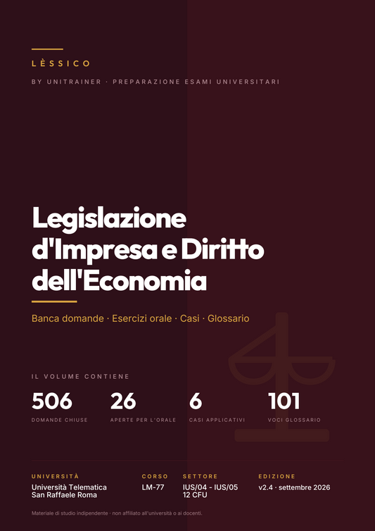 Lèssico · copertina di Legislazione d'Impresa e Diritto dell'Economia — LM-77 Management e Consulenza Aziendale — San Raffaele (ed. 2.4)