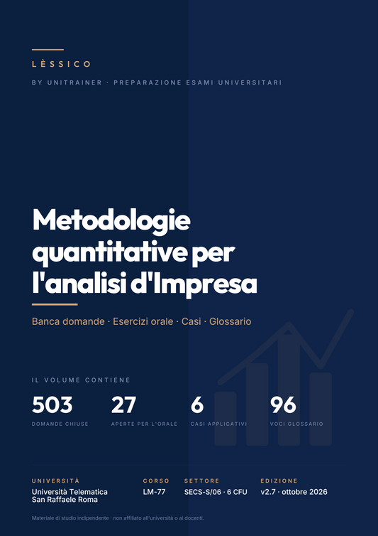 Lèssico · copertina di Metodologie quantitative per l'analisi d'Impresa — LM-77 Management e Consulenza Aziendale — San Raffaele (ed. 2.7)