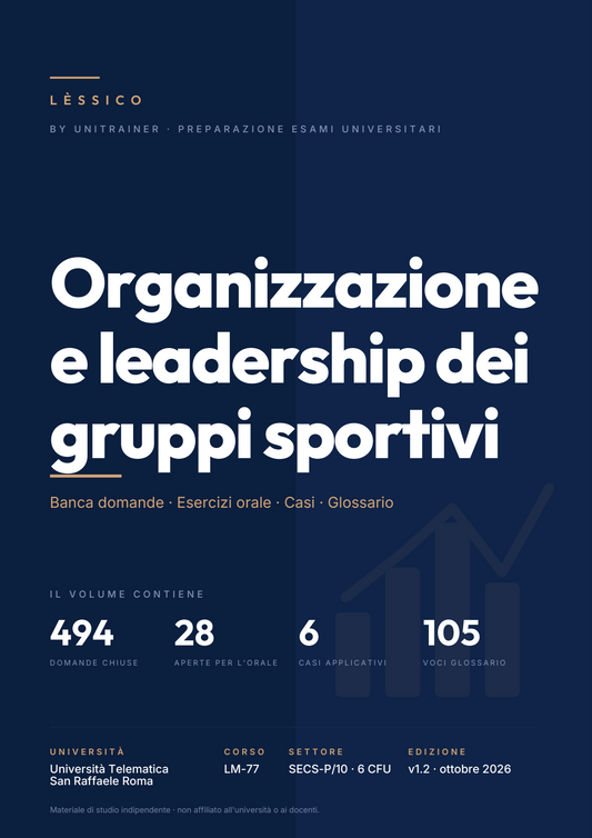 Lèssico · copertina di Organizzazione e leadership dei gruppi sportivi — LM-77 Management e consulenza aziendale — San Raffaele (ed. 1.2)