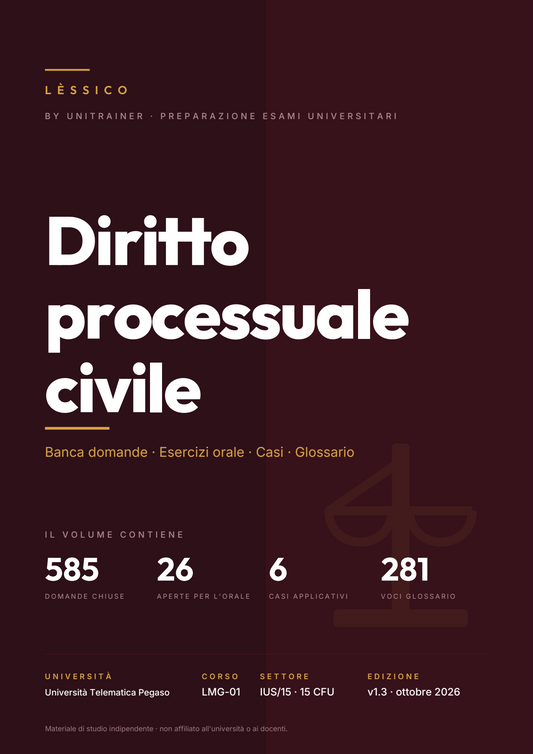 Lèssico · copertina di Diritto processuale civile — LMG-01 Giurisprudenza — Pegaso (ed. 1.3)