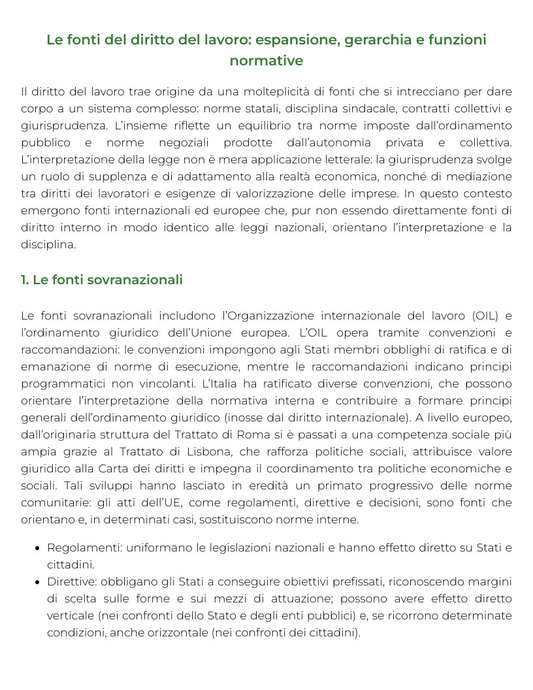 Riassunto di Diritto del lavoro e della sicurezza sul lavoro