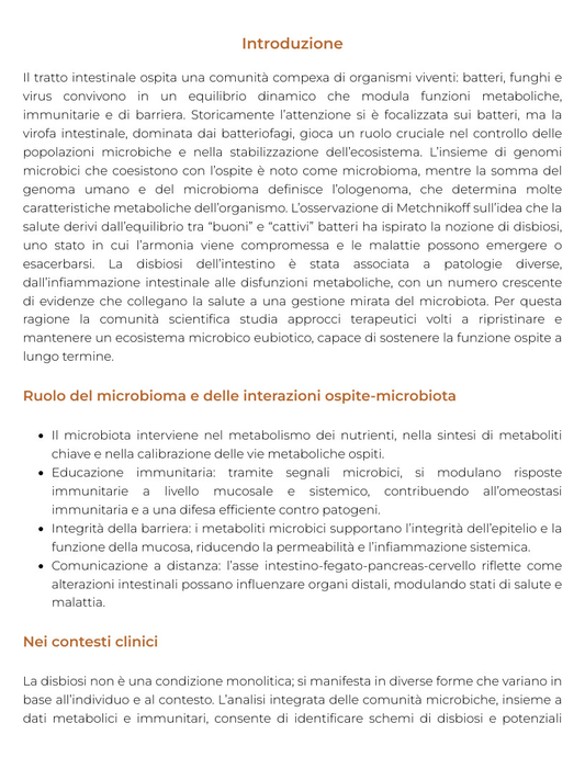 Riassunto di L'analisi del microbiota intestinale nello sportivo approcci dietetici e integrativi